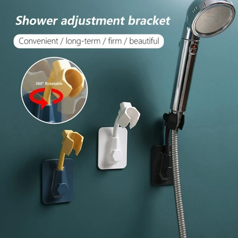 

3 Sets of Adjustable Shower Head Bracket for Bathroom Free Punching and Seamless Paste Shower Head Base Bracket