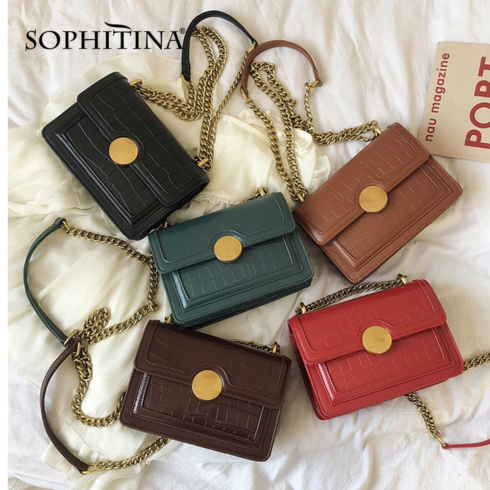 SOPHITINA женские модные сумки металлические украшения твердые цепи Магнитные