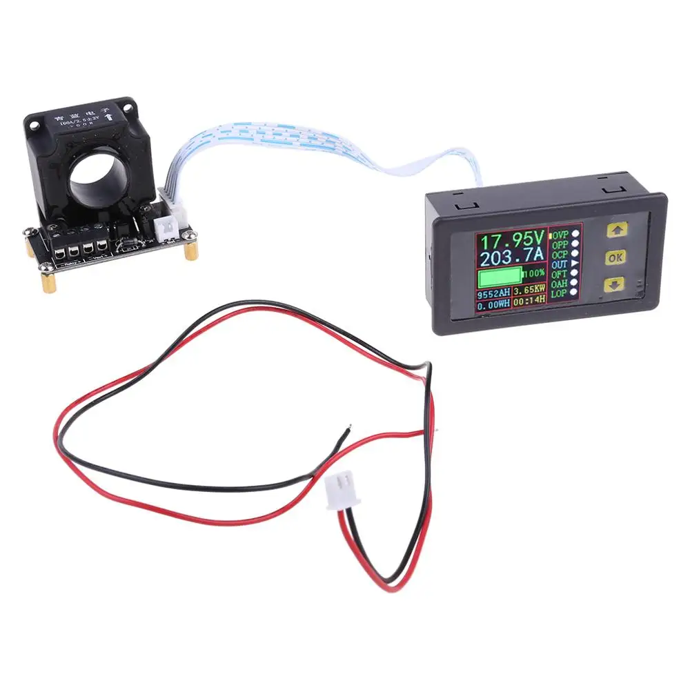 Цифровой мультиметр DC 0 90 в 100A Вольтметр Амперметр монитор мощности с датчиком