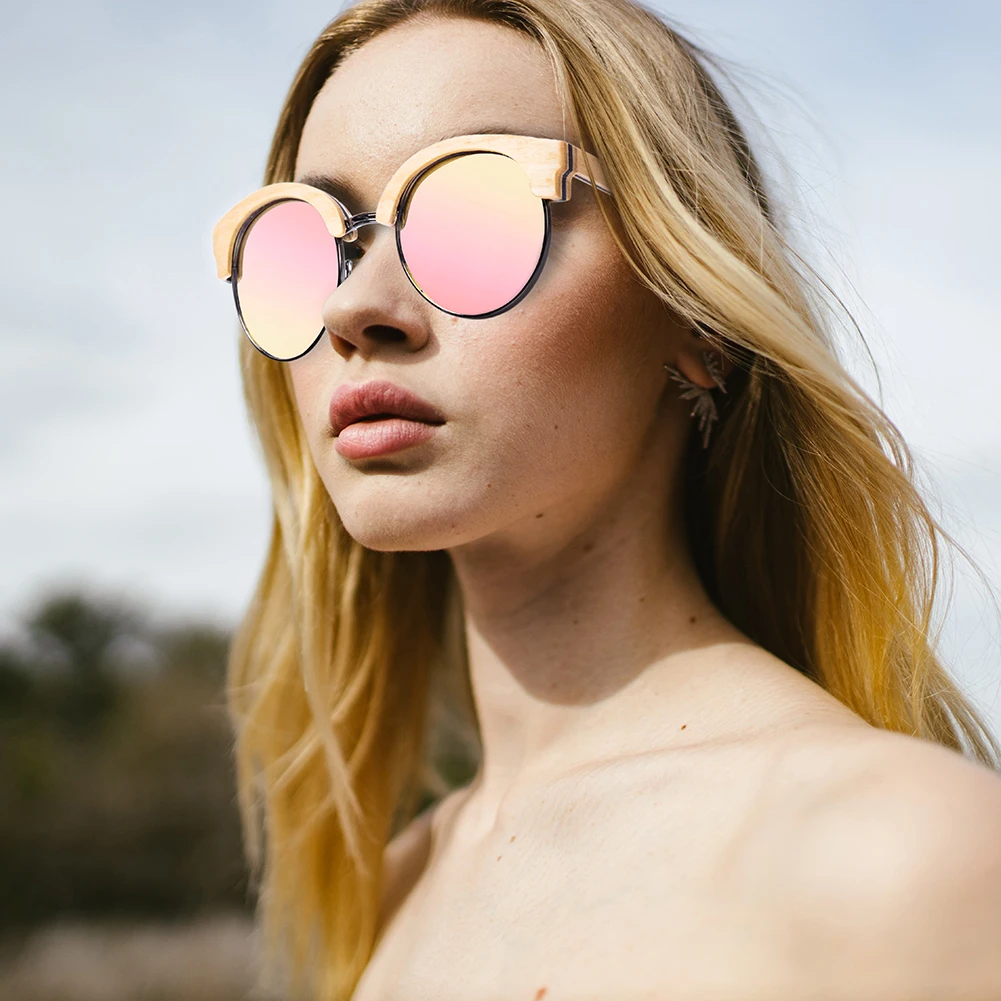 

BOBO BIRD Unisex Square Bamboo Wood Vintage Polarized Male Female Sunglasses UV 400 Protection Eyewear Fashion Gift Box