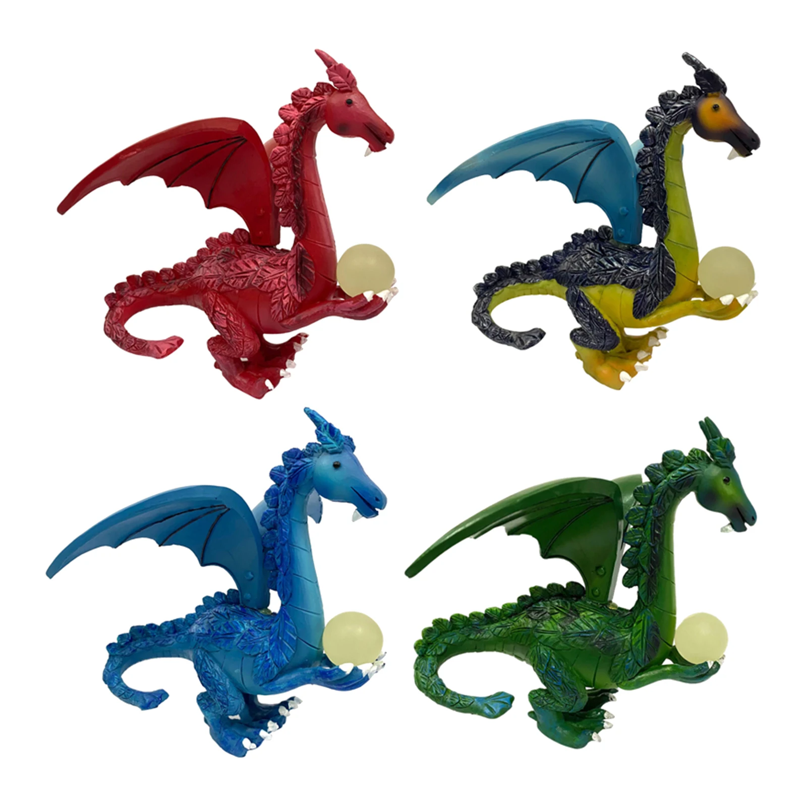 

Flying Dragon Figure with Luminous Ball Resin Ornament Dragon Figurines Garden Statue Decoration