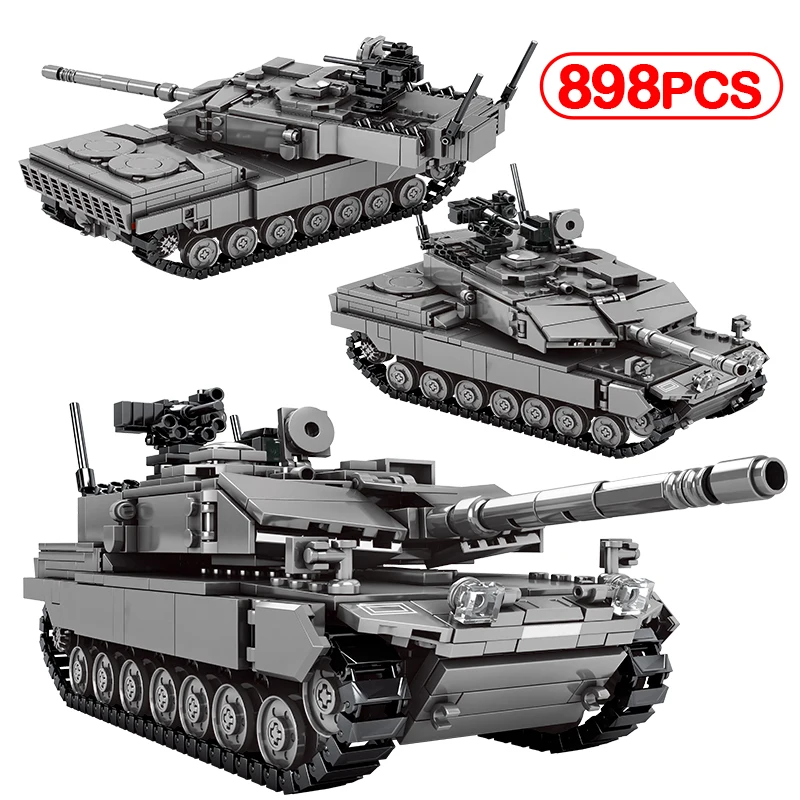 

City Military WW2 Main Battle Tank Model Building Blocks Creator High-tech Weapon Army Chariot Soldier Bricks Toys For Children