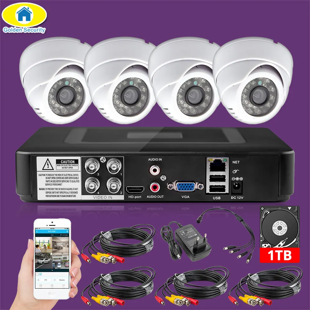 Фиолетовый Отправлено из России 4CH CCTV DVR система видеонаблюдения, наружная 720P AHD камера ночного видения DVR CCTV Камера - Цвет: Фиолетовый