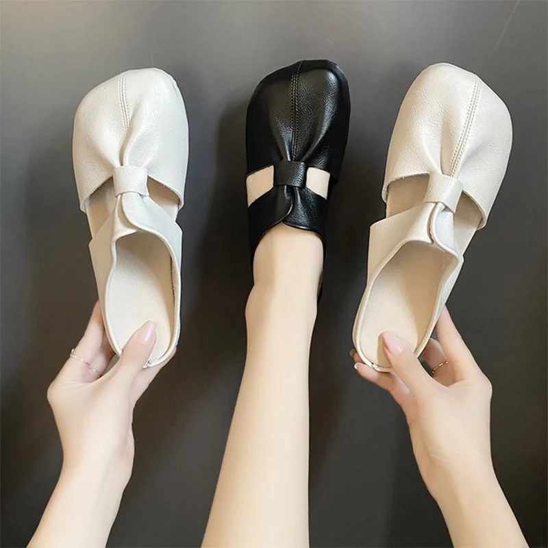 

MCCKLE Women's Slippers Solid PU Leather Flat Slides Ladies Soft Sole Slip-on Sandals Women Shoes Summer Casual Female Plus Size