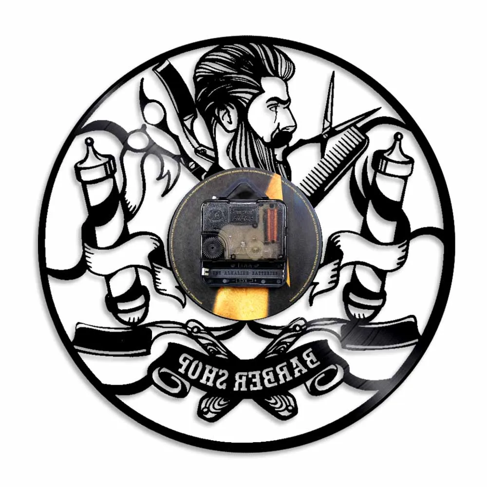 Светодиодный светильник для парикмахерской настенные часы с виниловыми