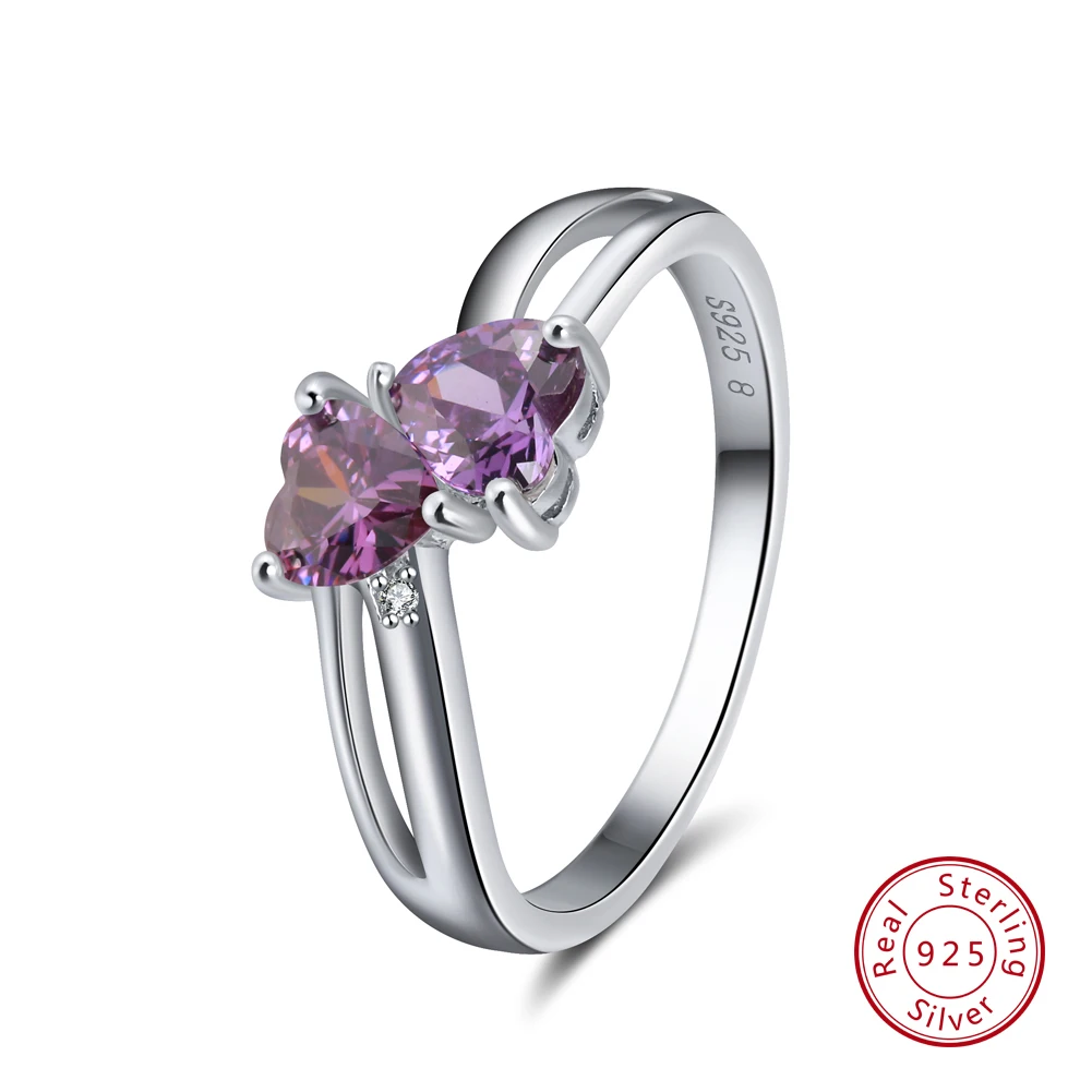 Фиолетовый ORSA JEWELS женское серебряное кольцо из натуральной 925 пробы, 4 цвета, AAA кубический циркон, набор Зубцов, женское модное ювелирное изделие для вечеринки SR58 - Цвет камня: Фиолетовый