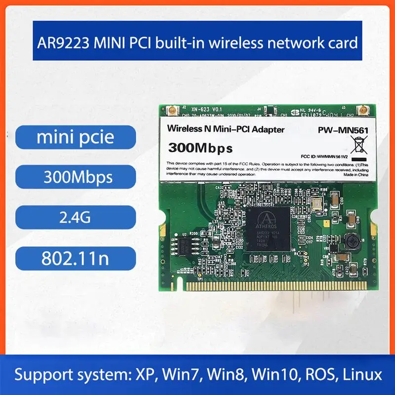 

DNMA-91 PW-MN561 AR9223 300Mbps Mini PCI Wireless N WiFi Adapter WiFi Card Wlan Card Support Linux ROS