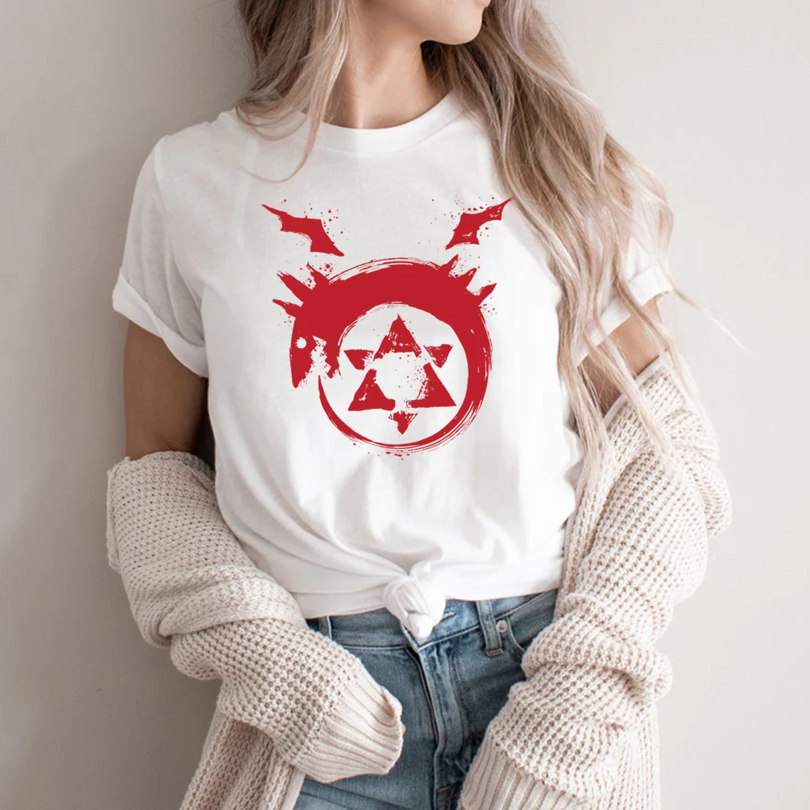 Футболка унисекс в стиле японского аниме с изображением альхимика Харадзюку |