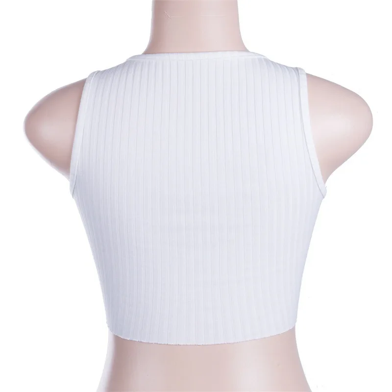 

2020 Sexy Women Rhinestone Link Chain Fashion Solid White Slim Club Tank Tops camisole Hollow Out Sleeveless Cardigan Crop Top