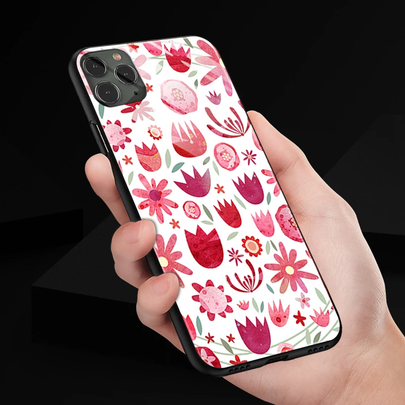 Фрукты шаблон цветы для iPhone SE 6 6s 7 8 plus x xr xs 11 12 mini Pro Max закаленное стекло чехлы