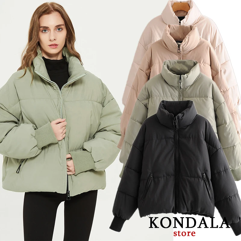 

Женские осенне-зимние куртки KONDALA Za, утепленная уличная одежда, женские пальто с длинным рукавом летучая мышь и карманами, женские топы