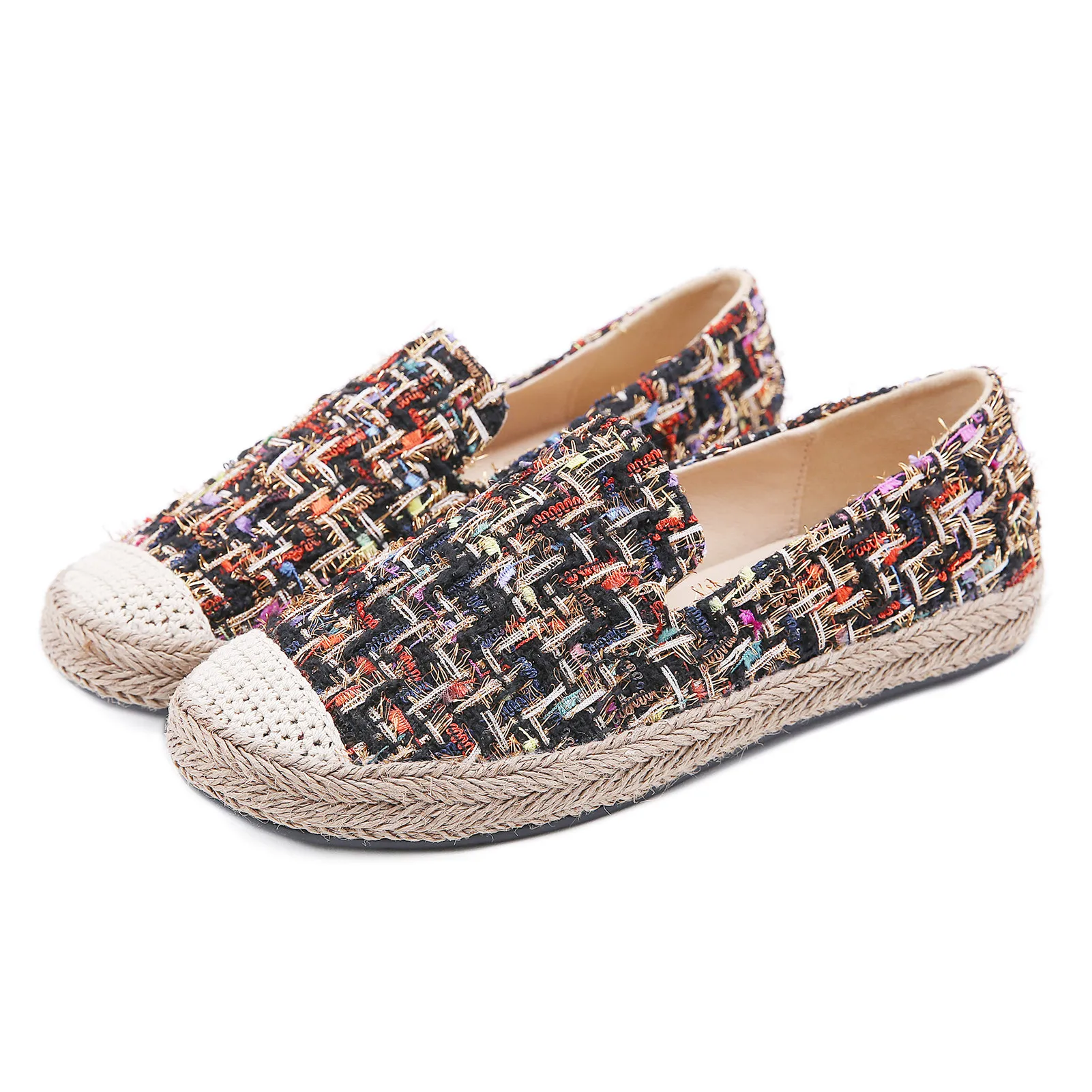 

Dacomfy Bohemian Style Casual Loafers Comfortable Slip on Shoes Woven Flats Breathable Fisherman Shoes Moccasins Lady Footwear