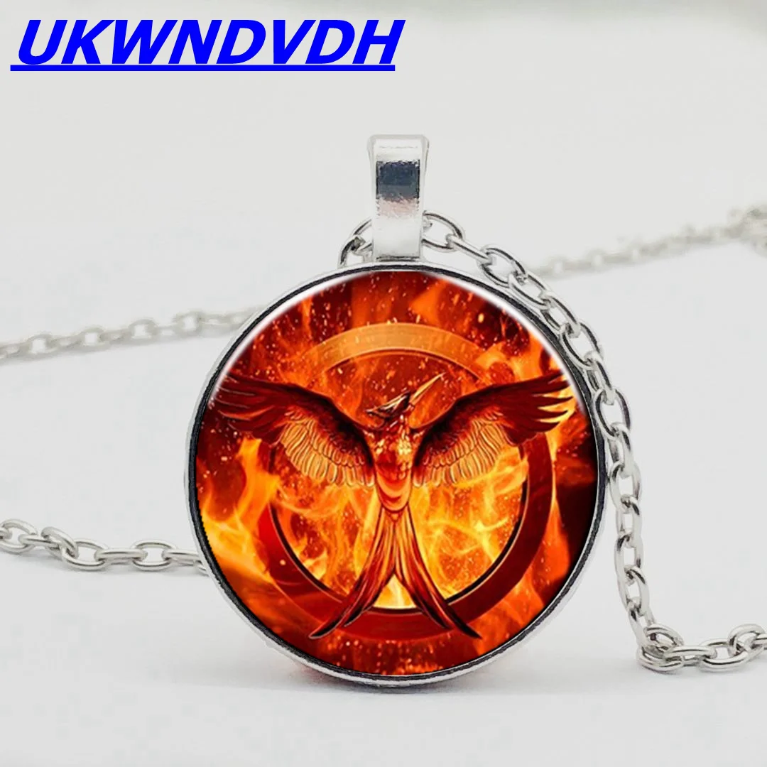 

Flamingo mocking bird bump glass pattern pendant new retro men and women necklace