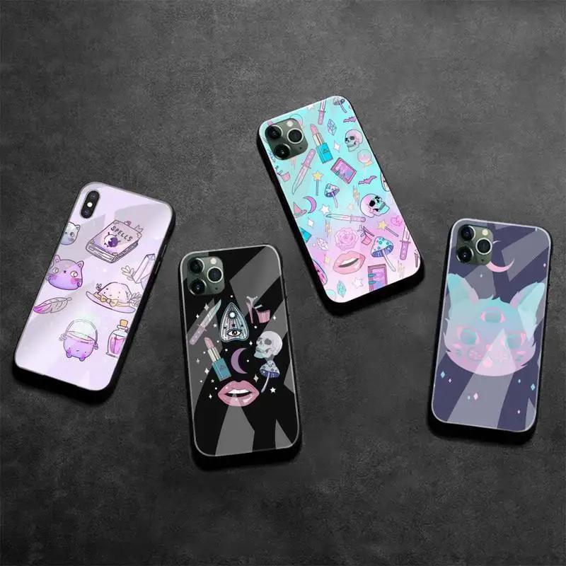 Чехол для телефона Girly Pastel Witch Goth из закаленного стекла iPhone 11 Pro XR XS MAX 8X7 6S 6 Plus SE 2020 |