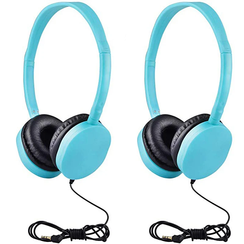 Light blue 2 pack Детские наушники складные регулируемые проводные наушники гарнитура с 3,5 мм аудио разъем для детей Mp3 Смартфон - Цвет: Light blue 2 pack