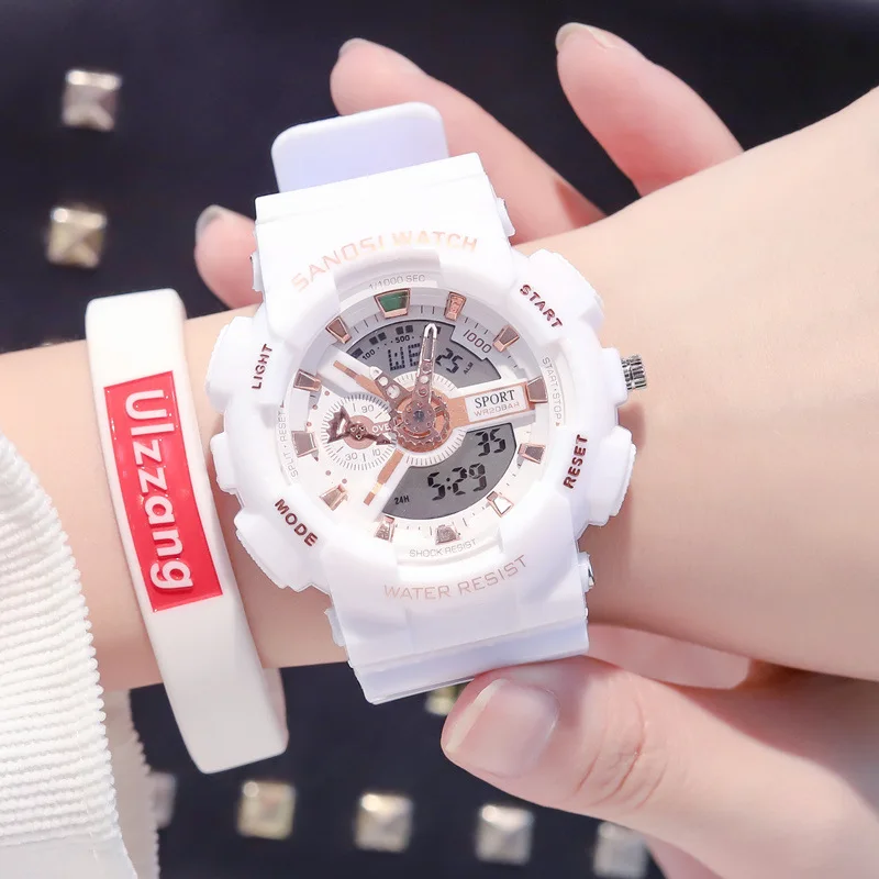 white gold Losida, новинка, модные, спортивные, стильные, цифровые часы, мужские, военные, водонепроницаемые, с датой, из смолы, светодиодные, армейские, спортивные часы для мужчин, s Relogio Masculino - Цвет: white gold
