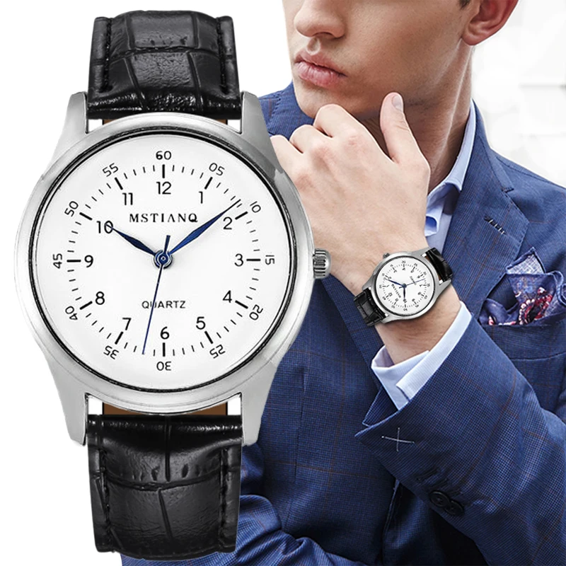 

New Men Watch Minimalism Synthetic Leather Strap Simple Digital Analog Quartz Movement Casual Watches Clock Relogio Masculino