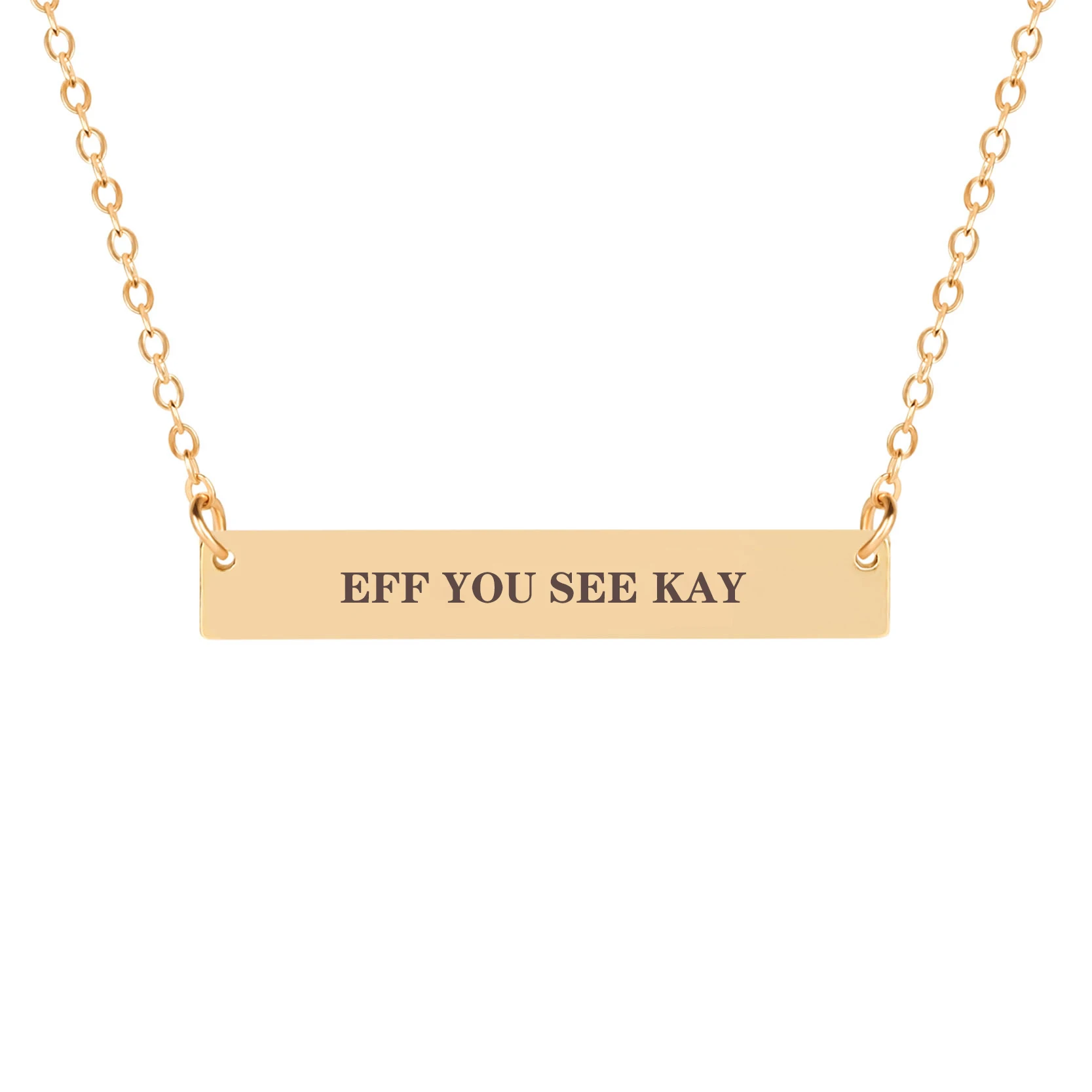 Ожерелье с выгравированной горизонтальной гравировкой буквами Ф YOU SEE KAY