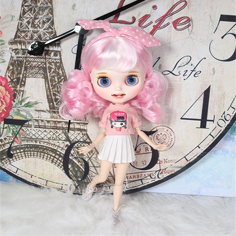 ICY DBS Blyth doll licca body toy белая юбка розовая рубашка Милая Одежда для девочек наряды в