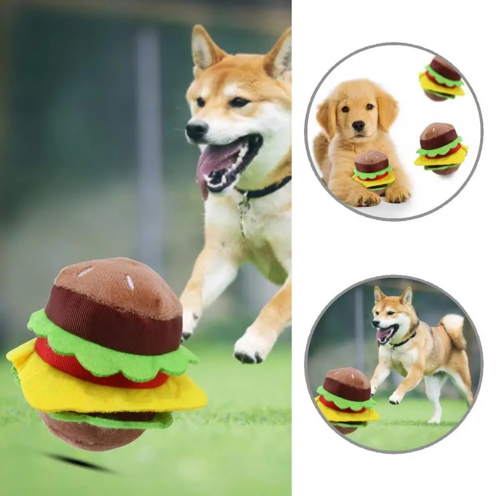 

Soft Excellent Hamburger Scentless Dog Training Toy Built-in Sounder Dog Training Toy Harmless for Reassurance