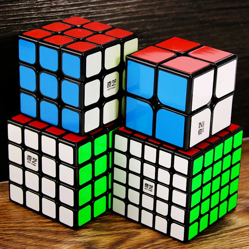 4pcs-set-Black Qiyi 2x2 3x3 4x4 5x5 волшебный куб Cubo Magico Professional Puzzle Warrior W 2x2x2 3x3x3 4x4 speed Cube Stickerless Game куб, игрушка - Цвет: 4pcs-set-Black