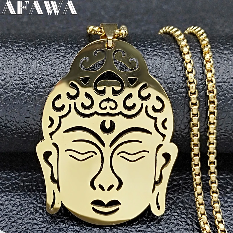 2023 Shakyamuni Buddha Stainless Steel Amitabha Necklace Gold Color Buddhist Religious Necklaces Jewelry gargantilla N1200S02