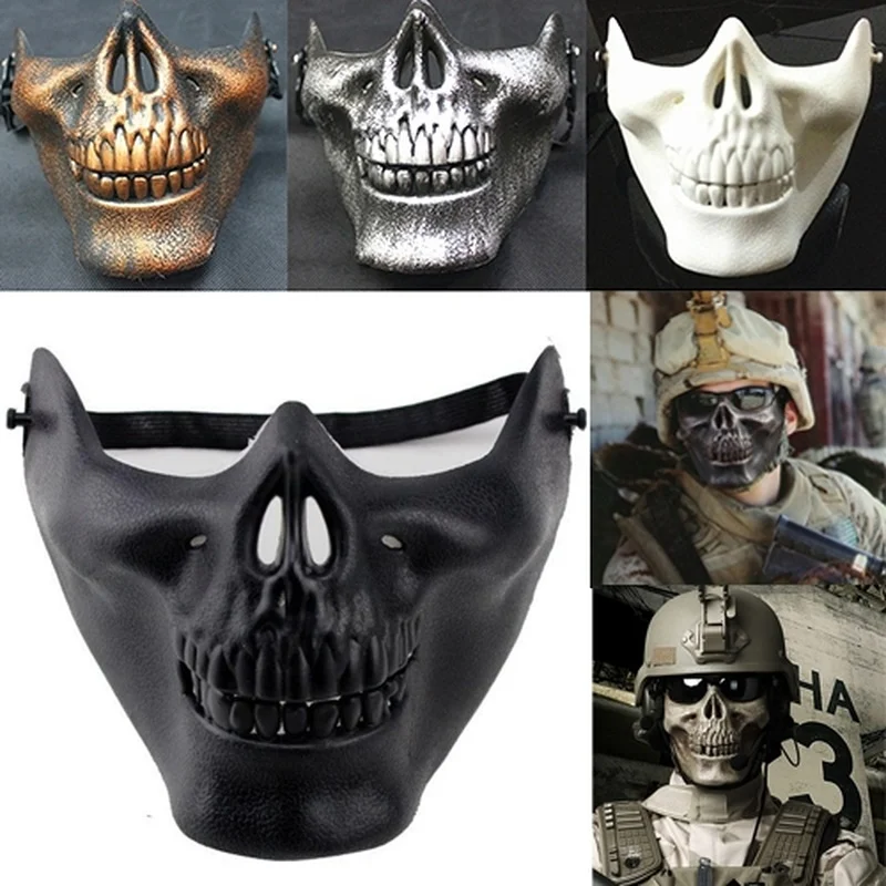 

Halloween Half Face Masks costume Party Skull Mask Wargame Tactical Mask Motorcycle Face Mask Party Prop Cusume Airsoft