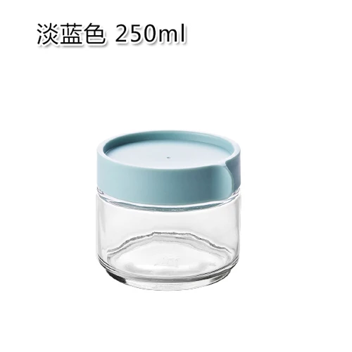 250ML-blue 1 шт. кухонный запаянный в стекло банки с крышкой злаковые закуски резервуар для хранения молока накладные ногти контейнер для печенья бутылка для хранения WF815415 - Цвет: 250ML-blue