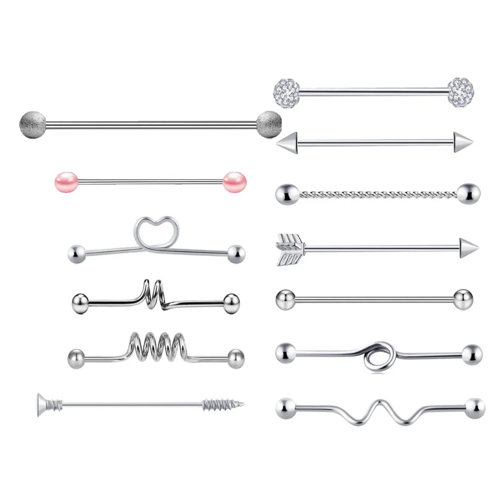 

Surgical Stainless Steel Straight Curve Bar Body Piercing Industrial Barbell