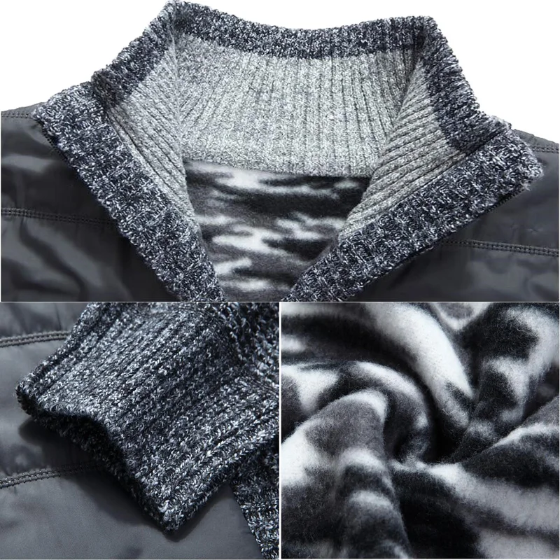 Men's Winter SweaterCoat Fleece Cashmere Liner Wool Sweater Jackets Men Autumn Zipper Knitted Thick Coat Warm Casual Knitwear | Мужская