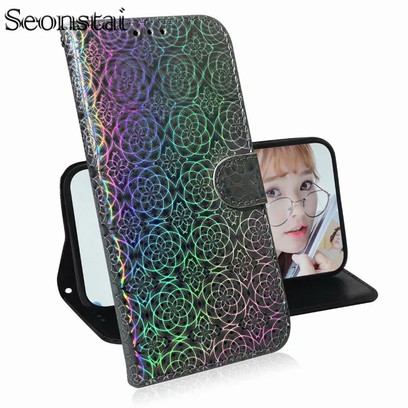 

Bling Fundas Leather Phone Case For iPhone 11 Pro Max XR XS 8 7 6 6S Plus 5 5S 7Plus Wallet Flip Shining Coque With Card Slot