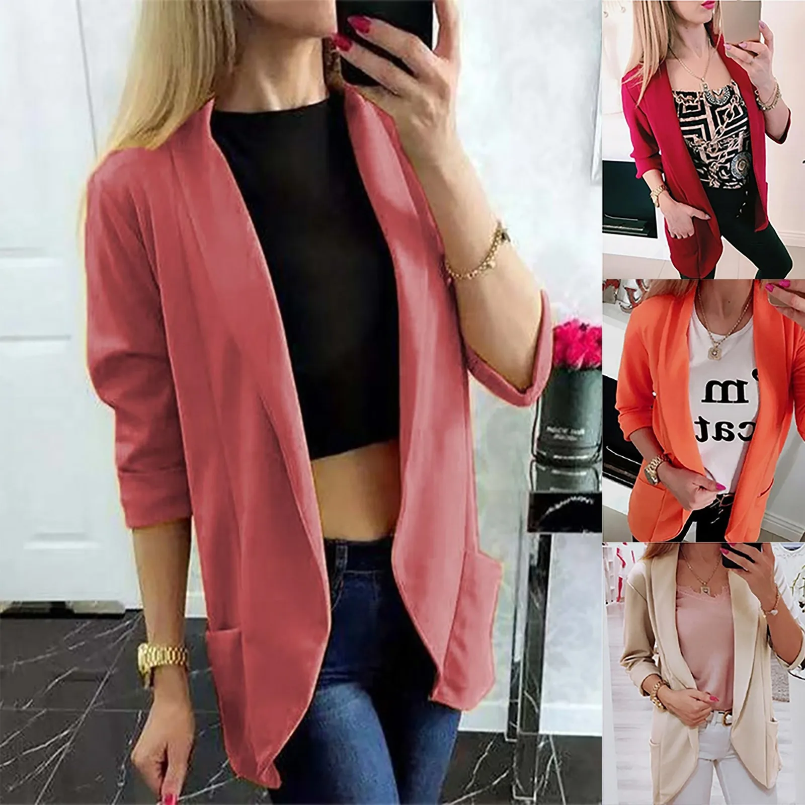 

Women Autumn Blazer Solid White Black Business Female Blazer Jacket Casual Long Sleeve Work Suit Office Lady Blazers Coat Top