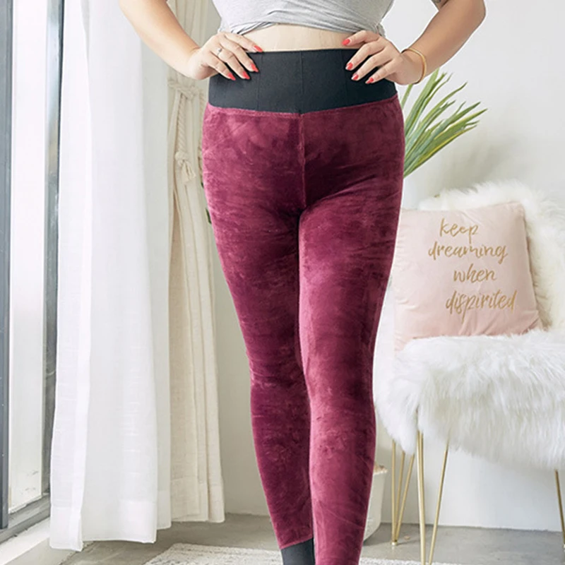 

Women High Elastic Thick Fleece Warm Legging High Quality Plus Size Velet Pants Large Size Slim Trousers 135KG Polyester