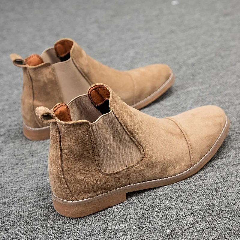 Мужские ботинки челси зимние теплые для снега Высококачественная замшевая