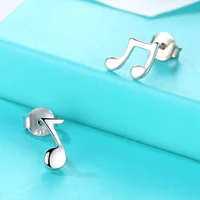 fashion cute lovely musical note silver color stud earrings for women girls earring jewelry