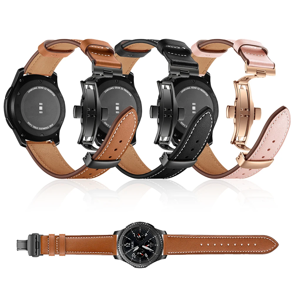 Butterfly buckle Leather Band for Xiaomi Huami Amazfit GTS / GTR 47mm 42mm Watch Strap for Amazfit Bip/ Stratos 3 Bracelet bands