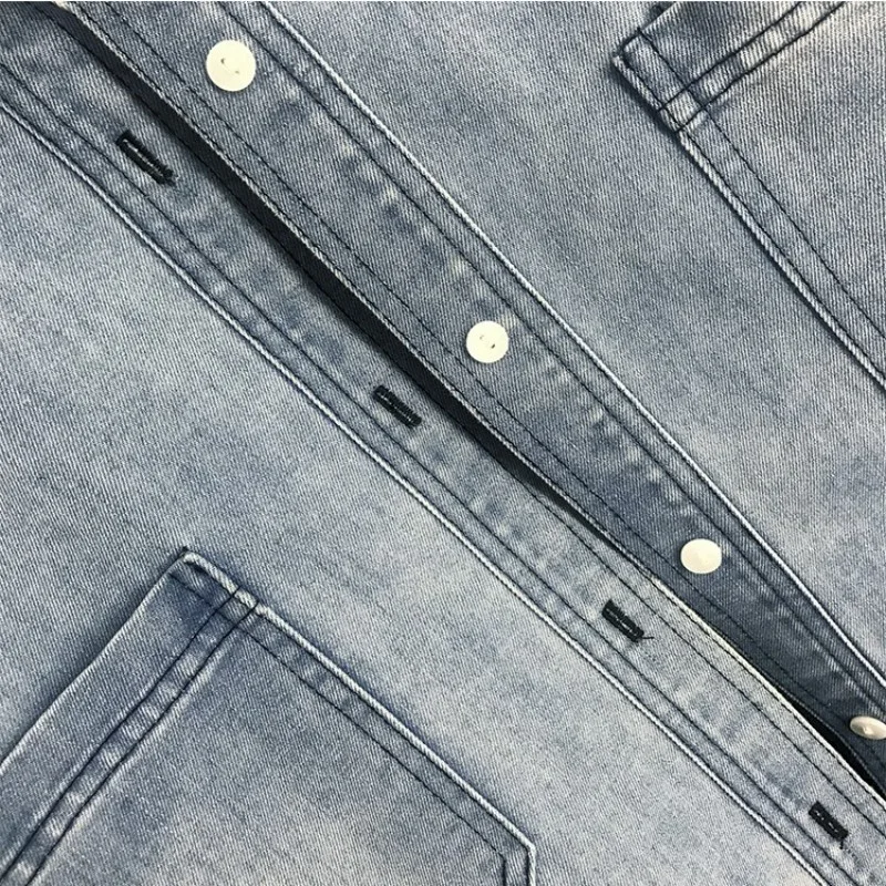 

Chic New Brand Women Striped Spliced Denim Shirts High Street Long Sleeve Single Breasted Lapel Loose Blusas Mujer De Moda 2021