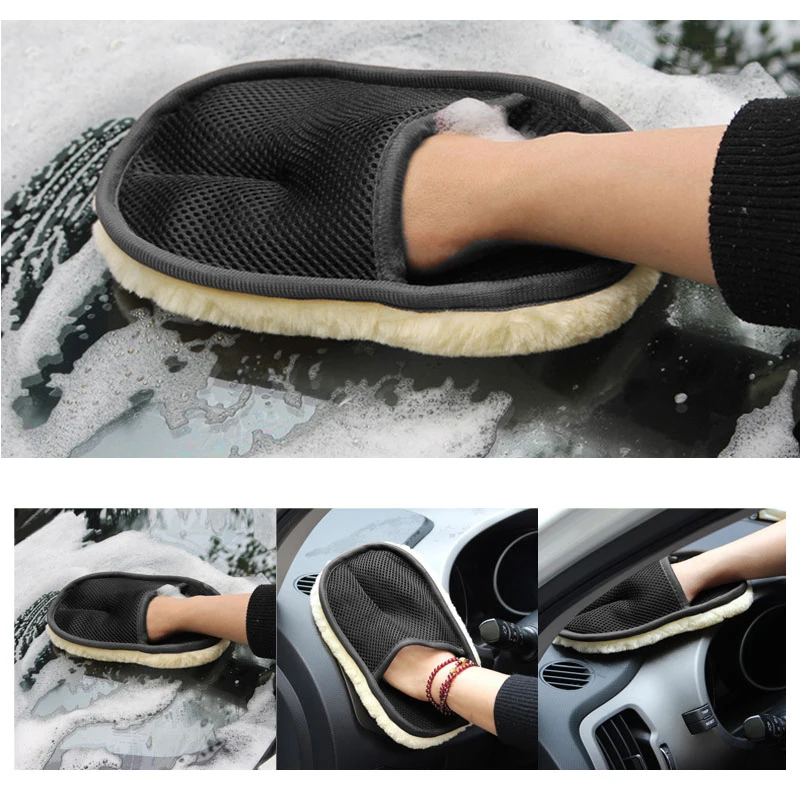 

Single-sided Wool Soft cashmere Car Wash Glove Cleaning Mitt Washing Brush Cloth Motorcycle Washer Care Car Cleaning Tool