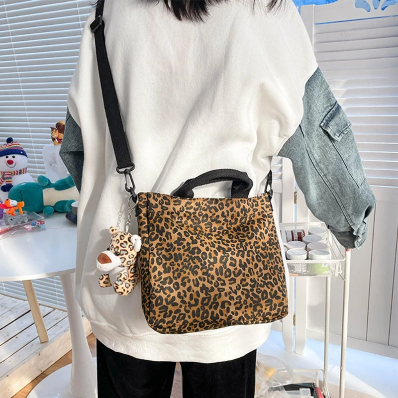 

Women Ladies Cartoon Crossbody Canvas Shoulder Bag Tote Purse Black Dot Striped Cow Print Handbag Messenger Satchel High Quality