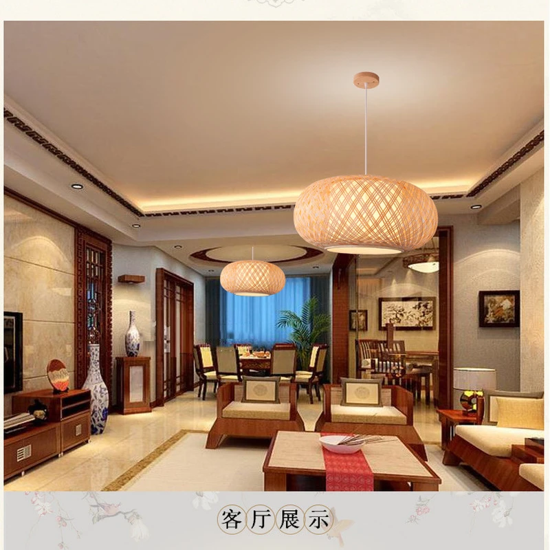 Круглый ручной вязки Бамбук из ротанга подвесной светильник шнур приспособление