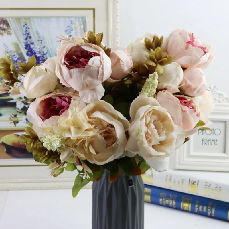 Имитация пиона букет искусственных цветов для дома украшение свадебного стола
