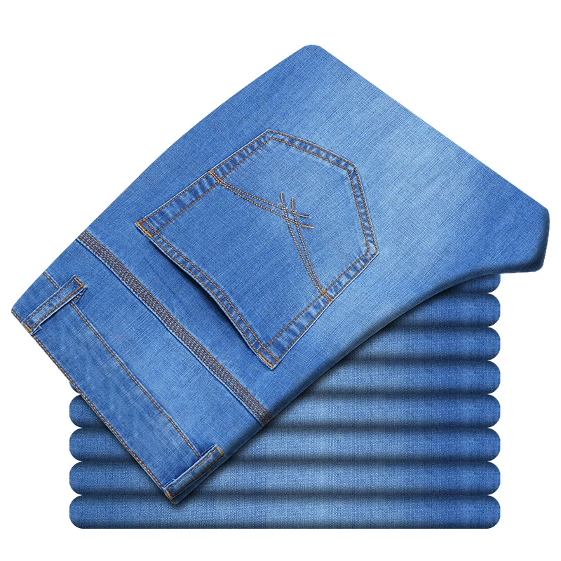 Light blue Xuansheng, тонкие мужские джинсы,, летние, классные, дышащие, Классические, модные, бутик, прямые, длинные штаны, синие, черные, уличная одежда, джинсы - Цвет: Light blue