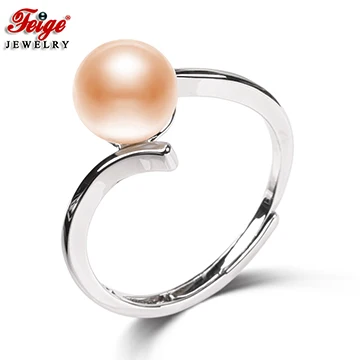 Pink Новое модное дизайнерское жемчужное кольцо для женщин, вечерние, подарок, три цвета, 8-9 мм, кольца с натуральным пресноводным жемчугом, хорошее ювелирное изделие - Цвет камня: Pink