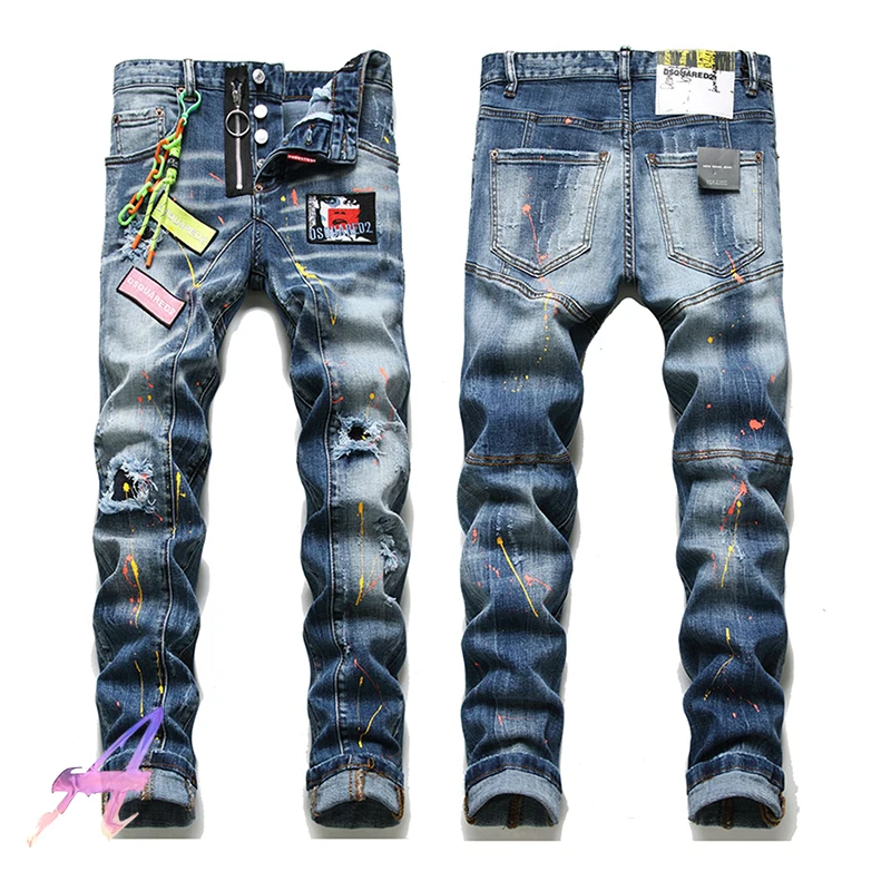 

Dsquared2 Denim Pants Best Quality Hip Hop Fashion Washed Damage Hole DSQ Jeans