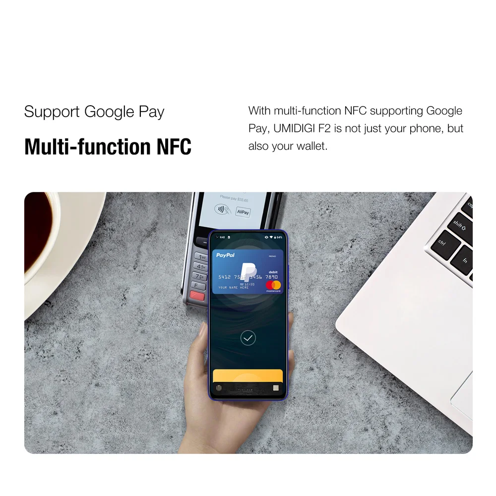 Глобальная версия UMIDIGI F2 Android 10 6,5" FHD+ 6GB128GB 48MP AI Quad camera 32MP Selfie Helio P70 NFC 5150mAh мобильный телефон