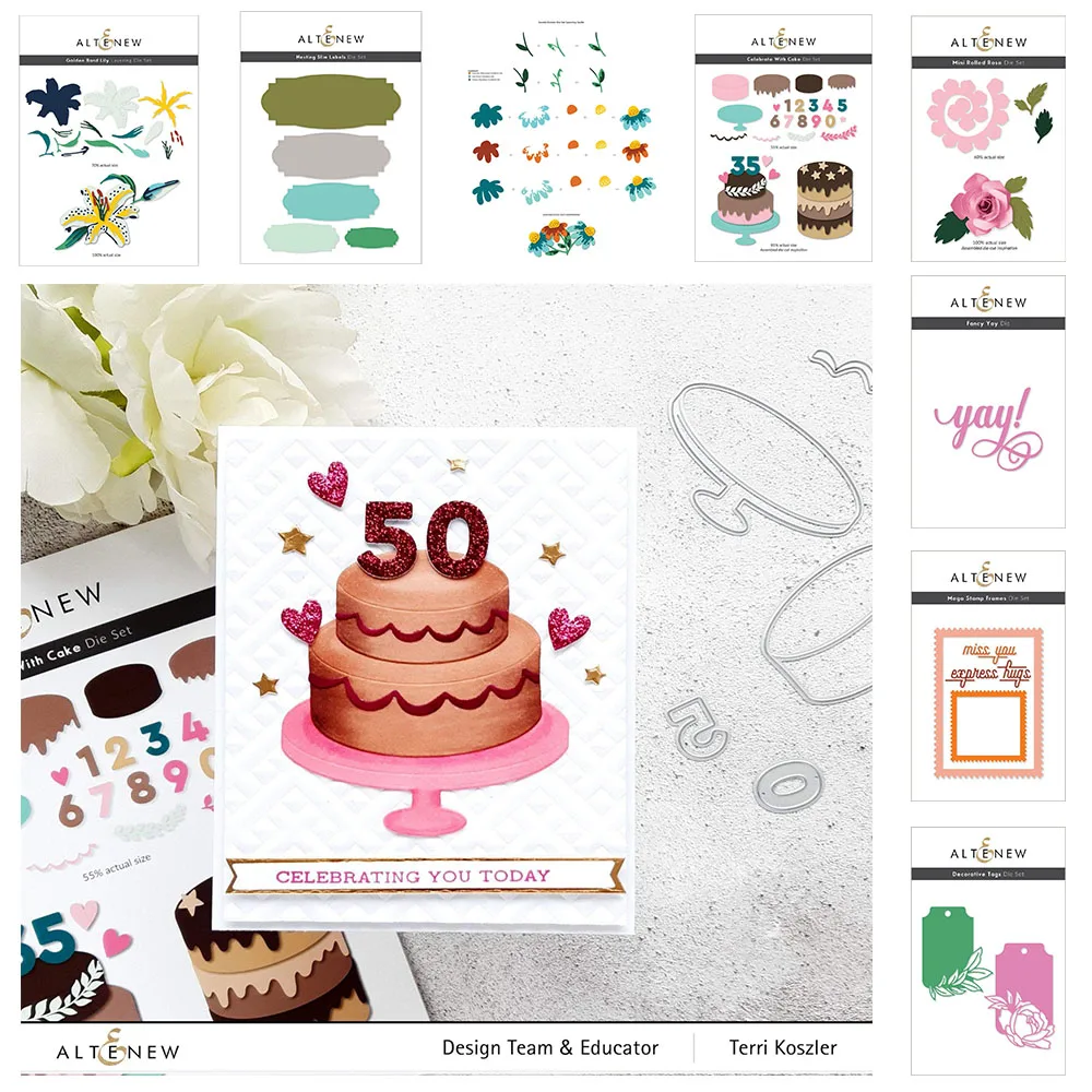 

Hot New Molds Cake Daisies Lily Rose Nesting Slim Labels Decorative Frames Metal Cutting Dies Set Diy Scrapbooking Card Stickers