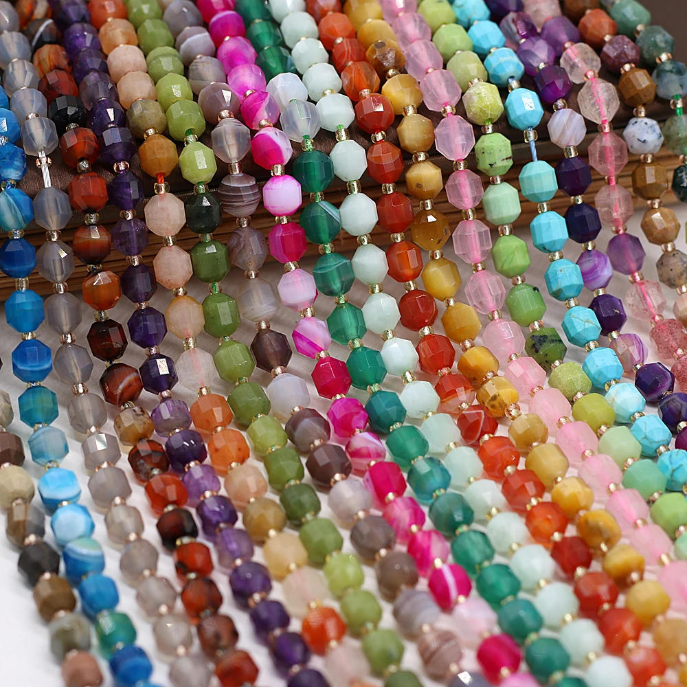 

Natural Agate Stone Beads Section Column Shape Stone Loose Beads for Making DIY Jewerly Necklace Bracelet Gift Size 6mm