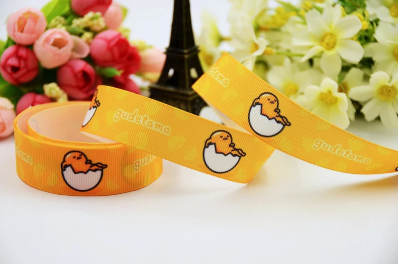 7/8 ''(22 мм) рубановая атласная лента Gudetama с мультипликационным принтом корсажная лента DIY Швейные принадлежности бант аксессуары для волос X-00876