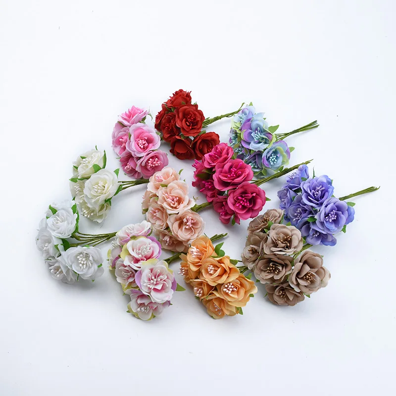 6/18 шт. шелковые розы с тычинками вазы для домашнего декора свадебные