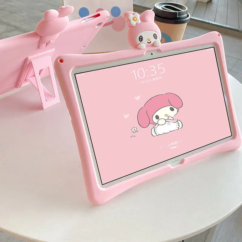 3d bracket cute cartoon tablet protective case cover for huawei matepad m6 m5 lite honor tab 5 silicone shockproof cover free global shipping